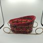 Wicker Christmas Santa Sleigh Red Green & Brown Floral Craft Basket Fruit Flower