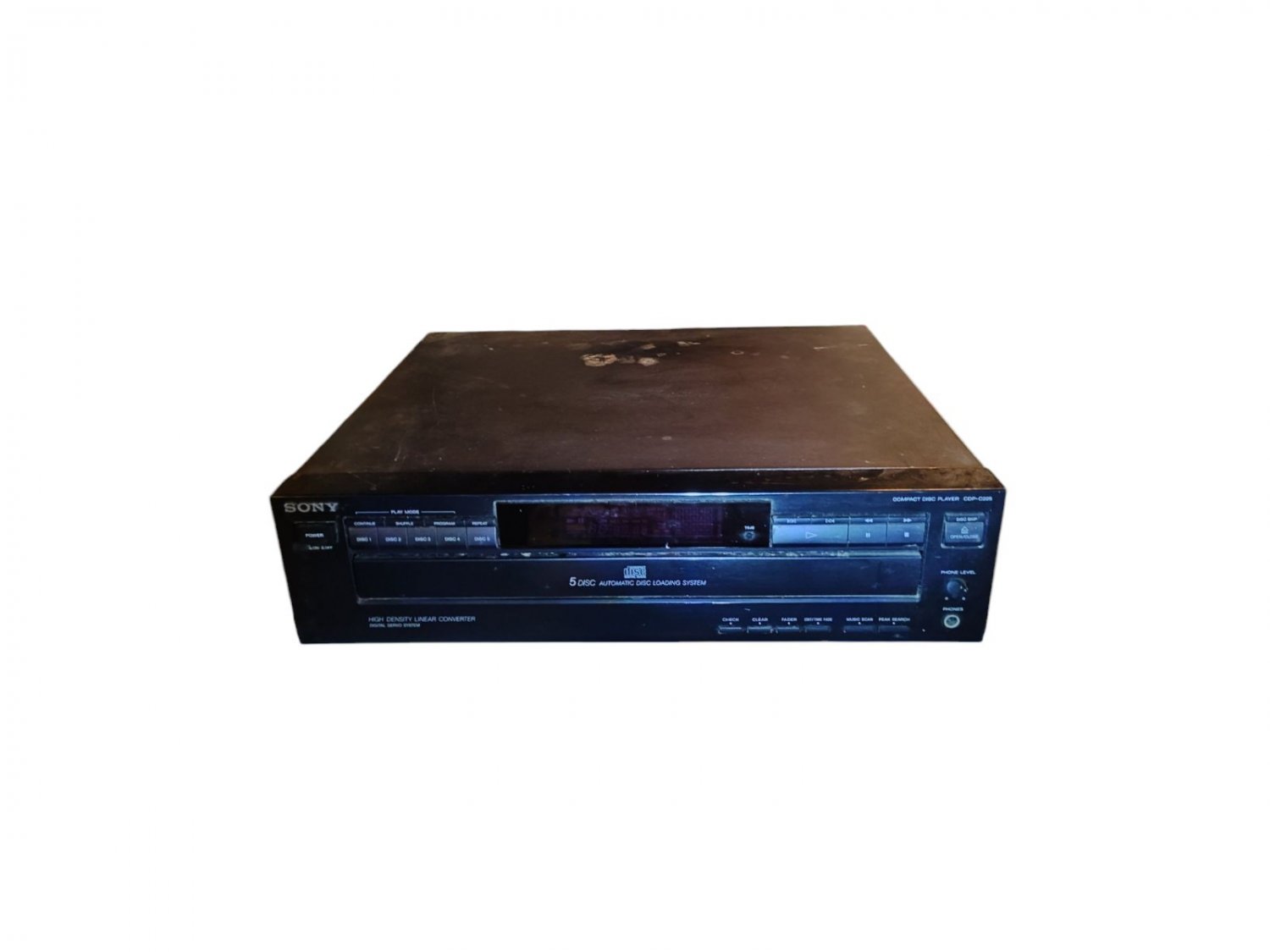 Old School Sony CDP-C525 CD Player 5 Disc Carousel (Used). Good Condition