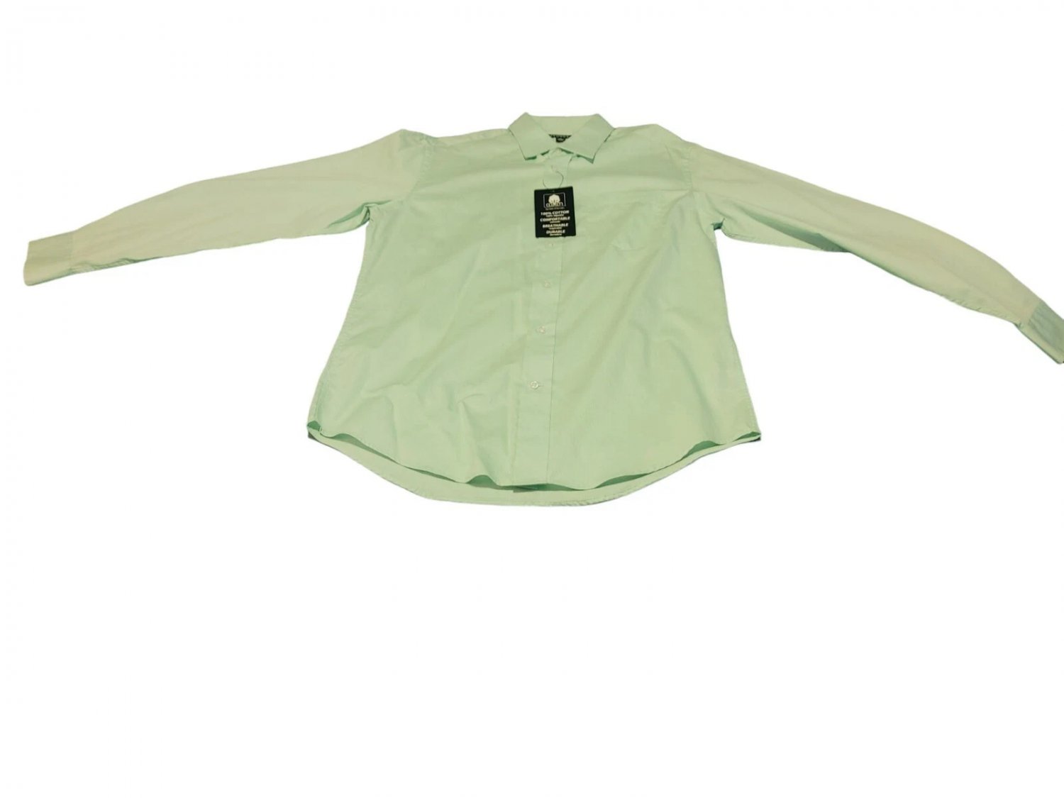 George &Acirc;&reg; Stretch Long Sleeve Green Button Front Shirt Size Medium - NICE