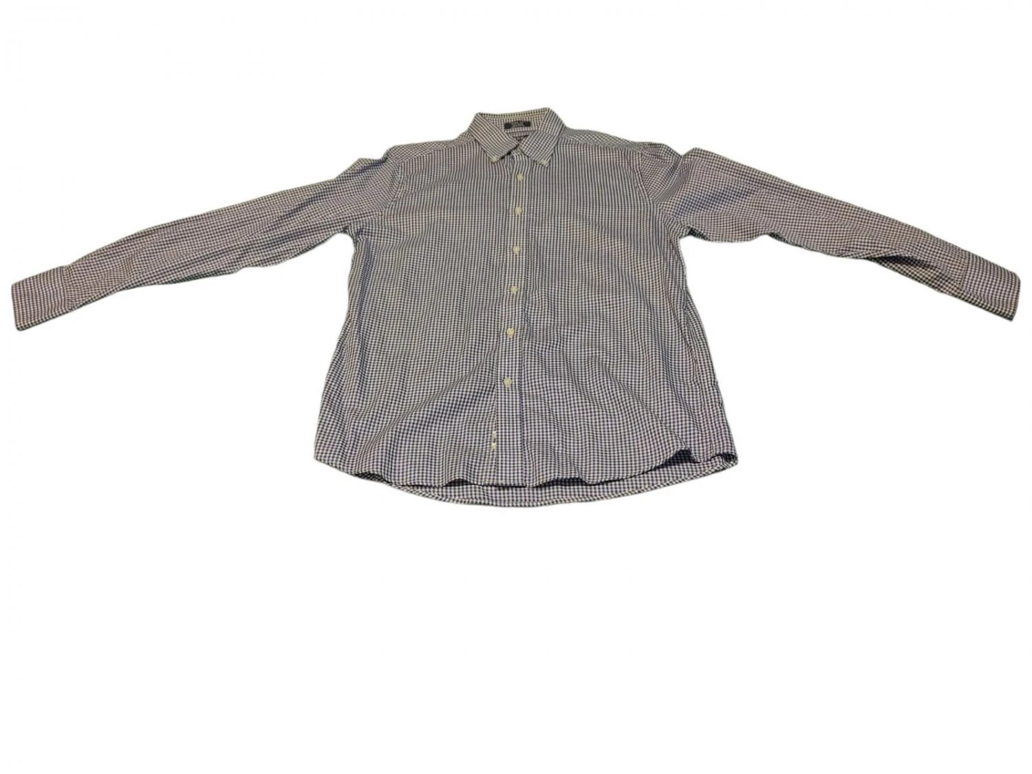 Izod Men&acirc;��s Non-Iron Stretch Blue/White Check LS Button Down Medium