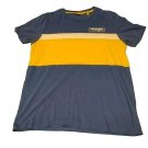 Wrangler Workwear Men's Henley Shirt Short Sleeve, Casual Fit, Yellow/blue/White