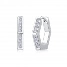 S925 Platinum Diamond Hexagon Earrings