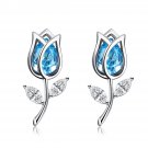 S925 Rose Australian Crystal Diamond Earrings