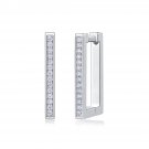 S925 Platinum Diamond Rectangle Earrings