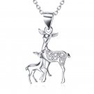 S925 Silver Fawn & Deer Necklace