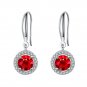 S925 Red CZ Halo Dangle Earrings