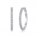 S925 18K Platinum Diamond Hoops