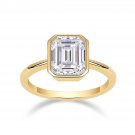 14K Gold Emerald-Cut Bezel Set Pagoda Diamond Engagement Ring