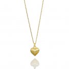 18K Gold Brushed Puffed Heart Necklace