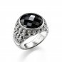 S925 Men's Oval Black Onyx Skull Cocktail Ring