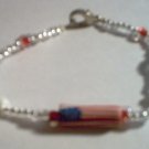 USA Flag Patriotic Glass Bead Bracelet