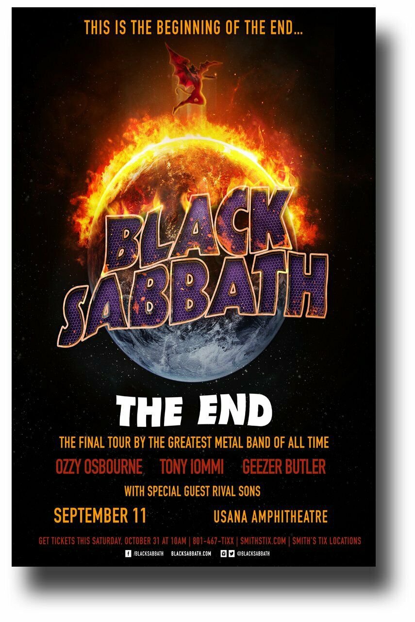 Black Sabbath Poster Concert Slc USA SameDay Shipping 11 x 17 inches