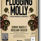 Flogging Molly Poster Concert Beige Snakes 17 11 x 17 inches Ships SameDay From