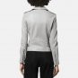 Ashley Grey Biker Leather Jacket