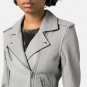 Ashley Grey Biker Leather Jacket