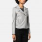 Ashley Grey Biker Leather Jacket