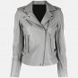 Ashley Grey Biker Leather Jacket