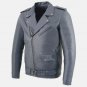 Asymmetrical Biker Blue Leather Jacket