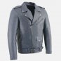Asymmetrical Biker Blue Leather Jacket