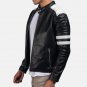 Men Brad Black And White Leather Jacket