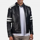 Men Brad Black And White Leather Jacket Men Brad Black And White Leather Jacket