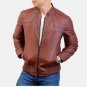 Men Bomber Brown Leather Jacket