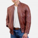 Men Bomber Brown Leather Jacket