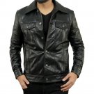 Men Holland Black Leather Trucker Jacket Men Holland Black Leather Trucker Jacket