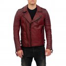 Men Brando Burgundy Lambskin Leather Biker Jacket Men Brando Burgundy Lambskin Leather Biker Jacket