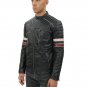 Men Madrid Black and Red Quilted Leather Racing Jacket
