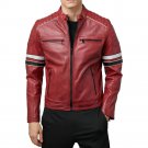 Men Madrid Quilted Red Leather Racing Jacket Men Madrid Quilted Red Leather Racing Jacket