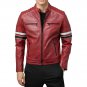 Men Madrid Quilted Red Leather Racing Jacket