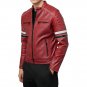 Men Madrid Quilted Red Leather Racing Jacket
