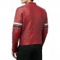 Men Madrid Quilted Red Leather Racing Jacket