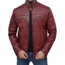 Men Motorcycle Quilted Maroon Leather Jacket Men Motorcycle Quilted Maroon Leather Jacket