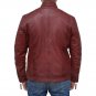 Men Motorcycle Quilted Maroon Leather Jacket