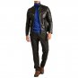 Men Signature Black Leather Cafe Racer Motorcycle Jacket