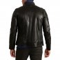 Men Signature Black Leather Cafe Racer Motorcycle Jacket