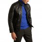 Men Signature Black Leather Cafe Racer Motorcycle Jacket