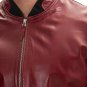 Men Bomber Red Leather Jacket
