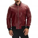 Men Bomber Red Leather Jacket Men Bomber Red Leather Jacket