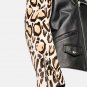 Printed Sleeves Black Mens Leather Biker Jacket