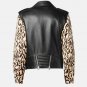 Printed Sleeves Black Mens Leather Biker Jacket