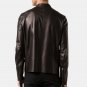 Dark Brown Plain Leather Biker Jacket