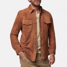 Men Shirt Brown Suede Leather Jacket Men Shirt Brown Suede Leather Jacket