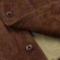 Men James Shirt Collar Dark Brown Suede Leather Trucker Jacket