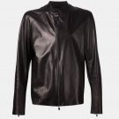 Dark Brown Plain Leather Biker Jacket Dark Brown Plain Leather Biker Jacket
