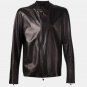 Dark Brown Plain Leather Biker Jacket