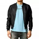 Unisex Leather Bomber Jacket Black