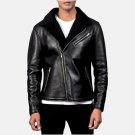 Men Aviator Leather Black Biker Jacket